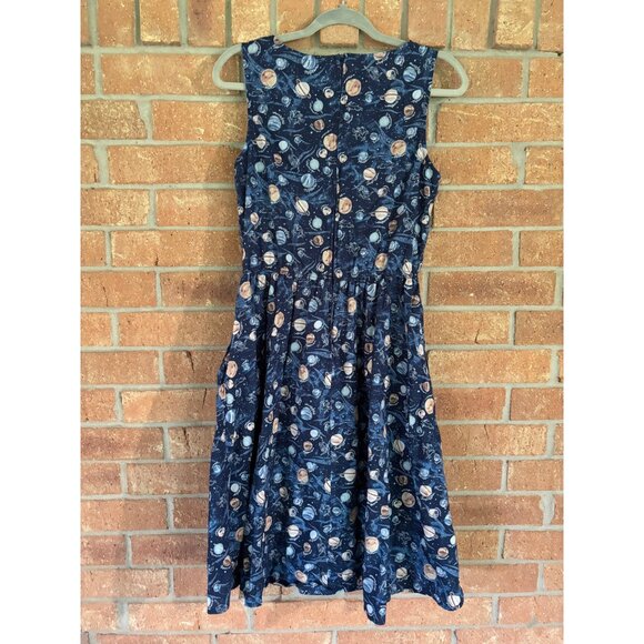 Retrolicious Space-Themed Sleeveless Dress With Retro Planets & Stars Print - Picture 3 of 9